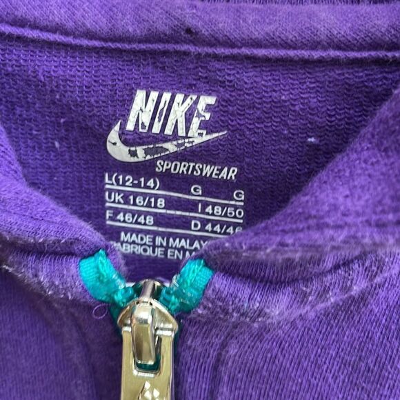 VINTAGE NIKE COTTON HOODIE IN TEAL AND PURPLE‎ - Picture 5 of 6
